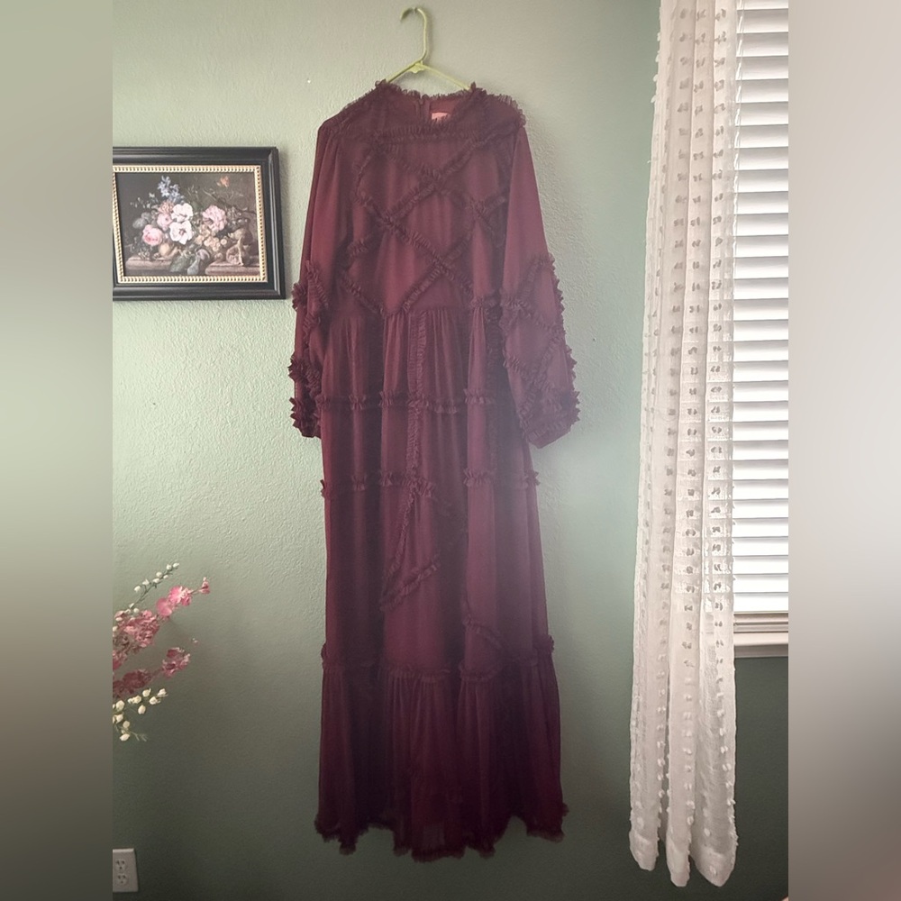 NWOT JessaKae Deep Red Maxi Dress (1X)